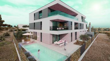 Pula, Sijana - topowy projekt mieszkaniowy NOWY BUDYNEK, mieszkanie A1 z 95 m2 ogrodu, 71,26 m2