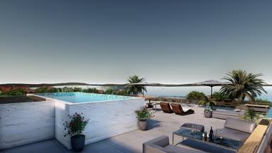 Zadar, luksuzan penthouse s krovnom terasom i bazenom, pogled na more