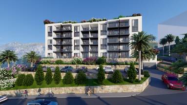 Makarska, novostavba, jednoizbový apartmán s výhľadom na more, 53,61 m2